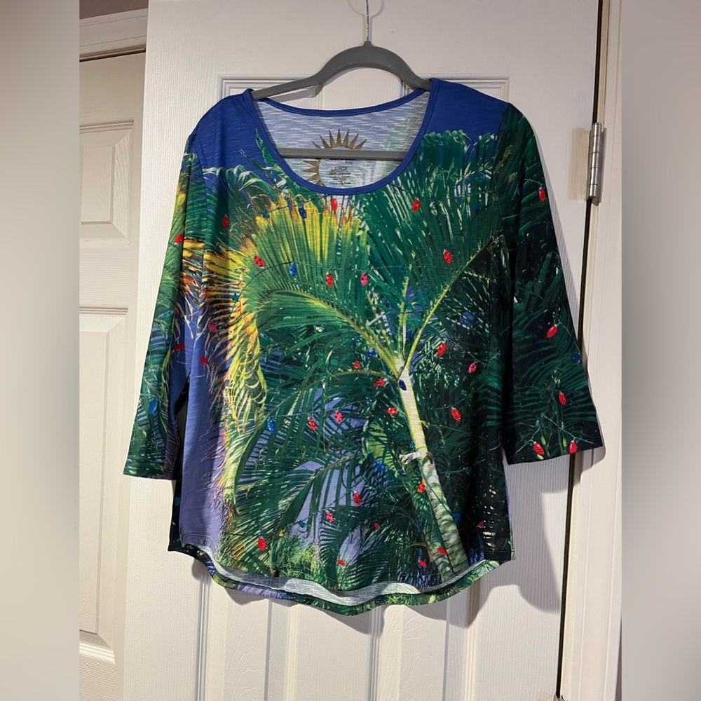 Vibrant Palm Print Women's Blouse